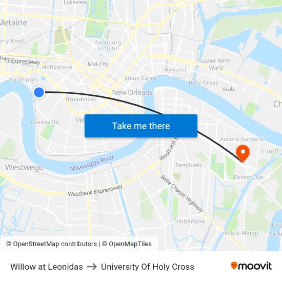 Willow at Leonidas to University Of Holy Cross map