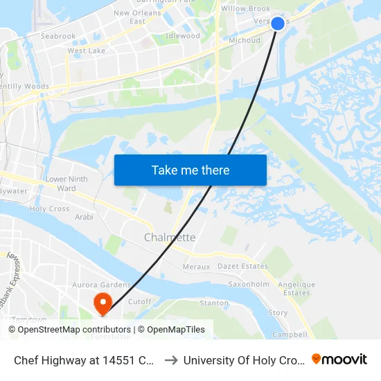 Chef Highway at 14551 Chef to University Of Holy Cross map