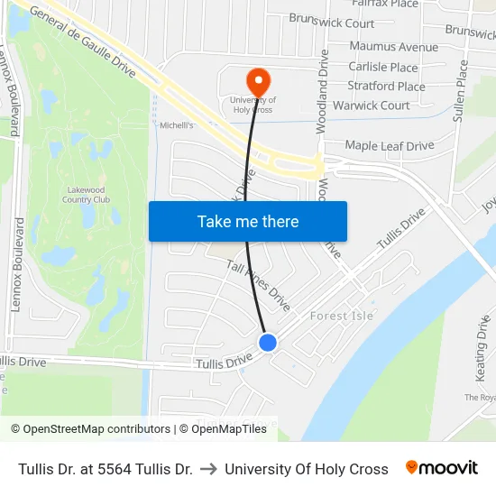Tullis Dr. at 5564 Tullis Dr. to University Of Holy Cross map