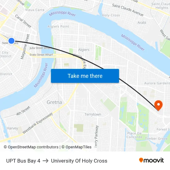 UPT Bus Bay 4 to University Of Holy Cross map