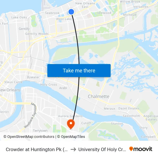 Crowder at Huntington Pk (Far) to University Of Holy Cross map
