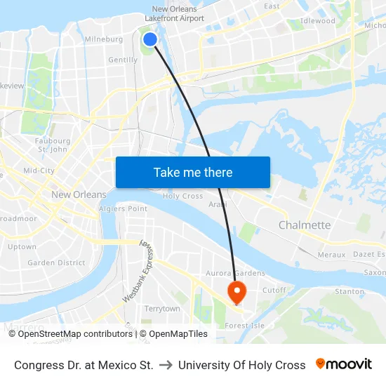 Congress Dr. at Mexico St. to University Of Holy Cross map