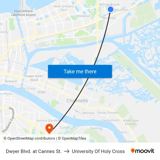 Dwyer Blvd. at Cannes St. to University Of Holy Cross map