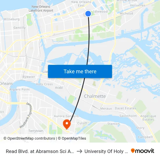 Read Blvd. at Abramson Sci Academy to University Of Holy Cross map
