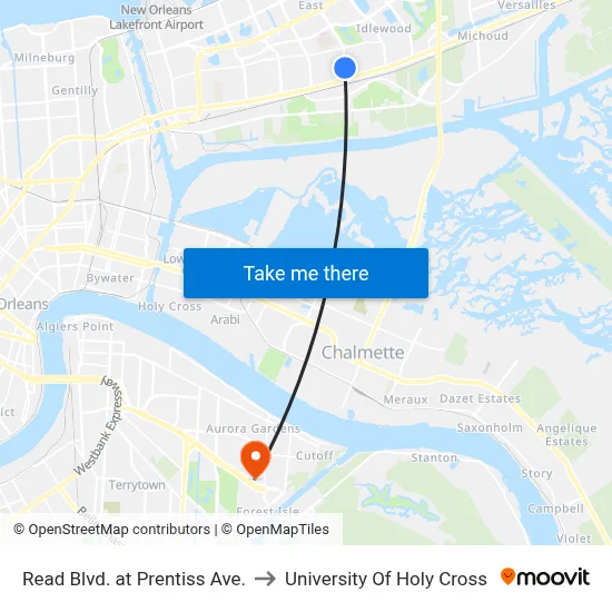 Read Blvd. at Prentiss Ave. to University Of Holy Cross map