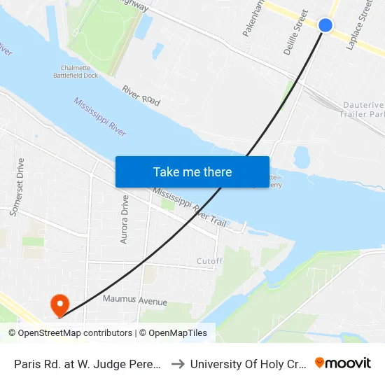 Paris Rd. at W. Judge Perez Dr. to University Of Holy Cross map