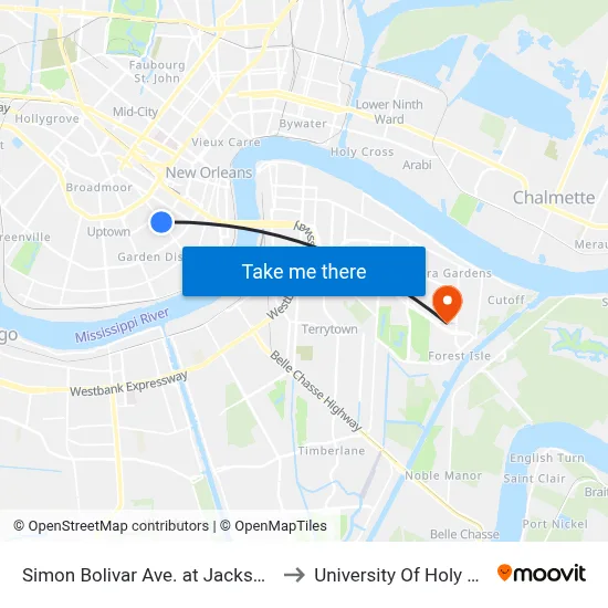 Simon Bolivar Ave. at Jackson Ave. to University Of Holy Cross map