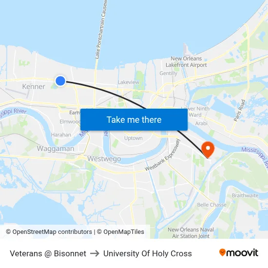 Veterans @ Bisonnet to University Of Holy Cross map