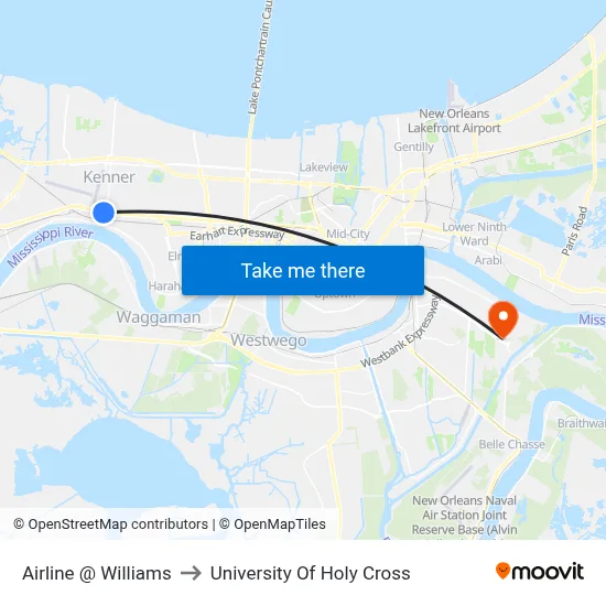Airline @ Williams to University Of Holy Cross map