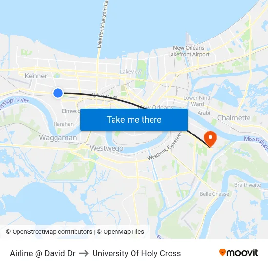Airline @ David Dr to University Of Holy Cross map