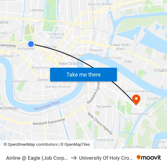 Airline @ Eagle (Job Corps) to University Of Holy Cross map