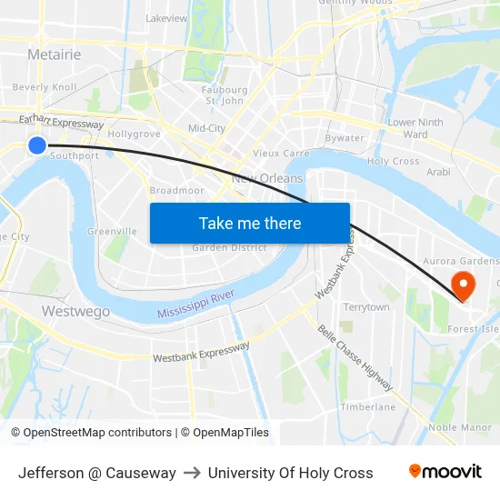 Jefferson @ Causeway to University Of Holy Cross map