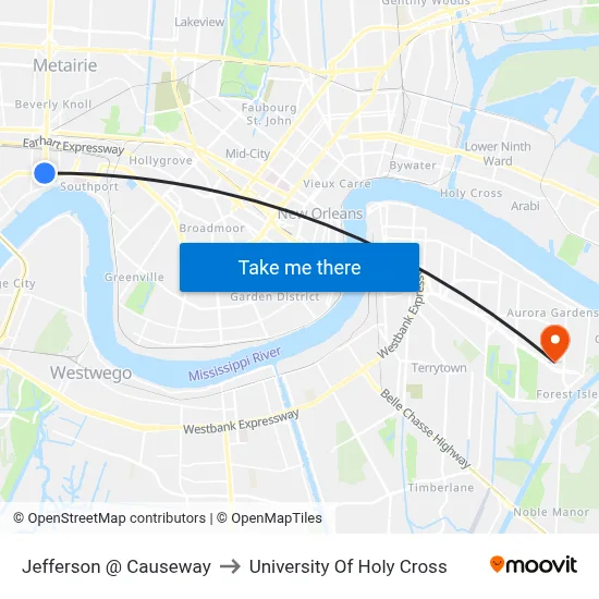 Jefferson @ Causeway to University Of Holy Cross map