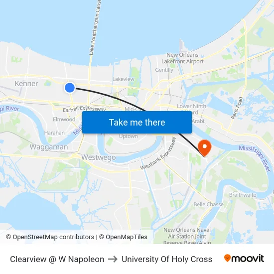 Clearview @ W Napoleon to University Of Holy Cross map