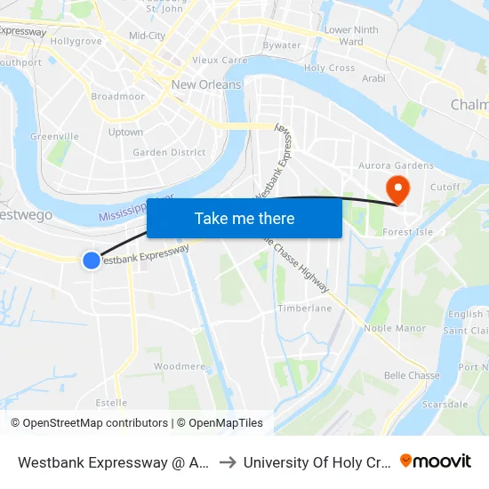 Westbank Expressway @ Ames to University Of Holy Cross map
