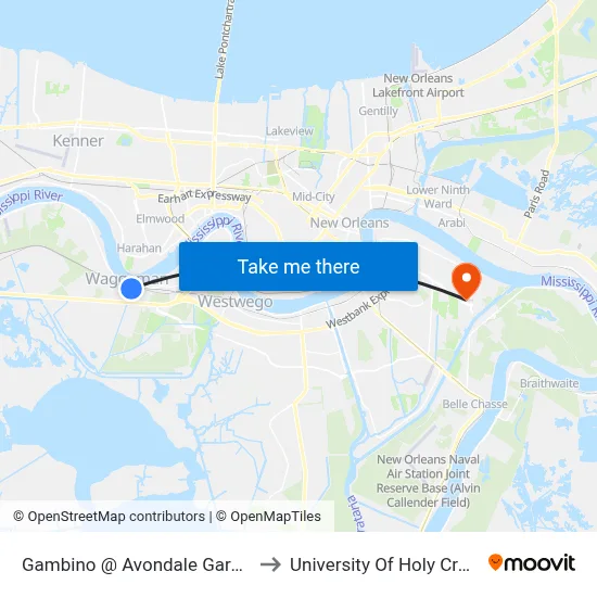 Gambino @ Avondale Garden to University Of Holy Cross map