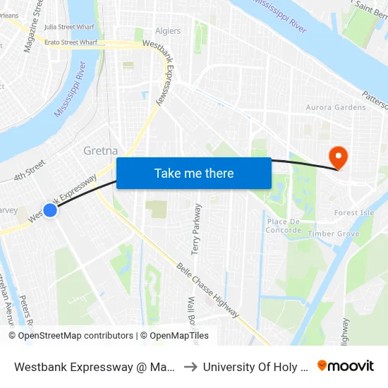 Westbank Expressway @ Manhattan to University Of Holy Cross map