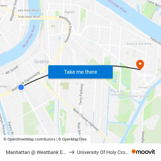 Manhattan @ Westbank Exp to University Of Holy Cross map