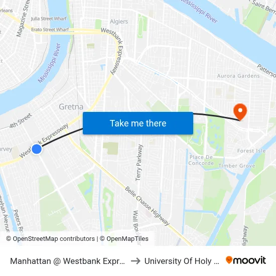Manhattan @ Westbank Expressway to University Of Holy Cross map