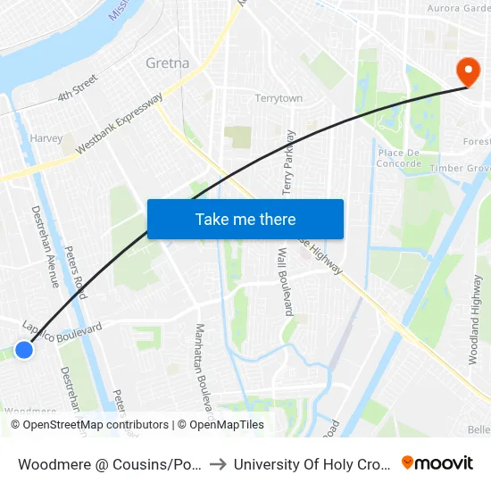 Woodmere @ Cousins/Post to University Of Holy Cross map
