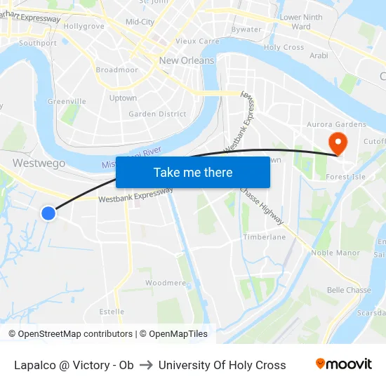 Lapalco @ Victory - Ob to University Of Holy Cross map