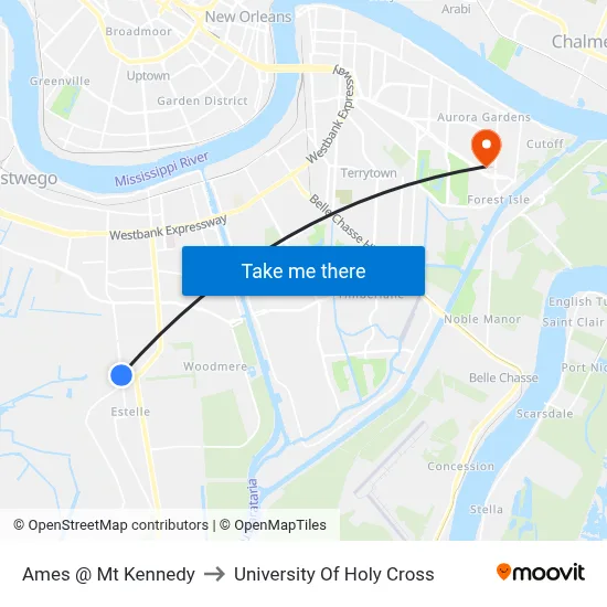 Ames @ Mt Kennedy to University Of Holy Cross map