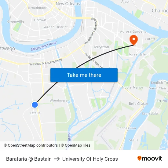 Barataria @ Bastain to University Of Holy Cross map