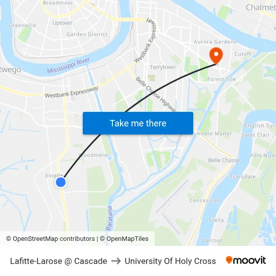 Lafitte-Larose @ Cascade to University Of Holy Cross map