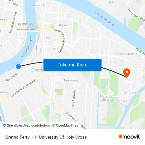 Gretna Ferry to University Of Holy Cross map