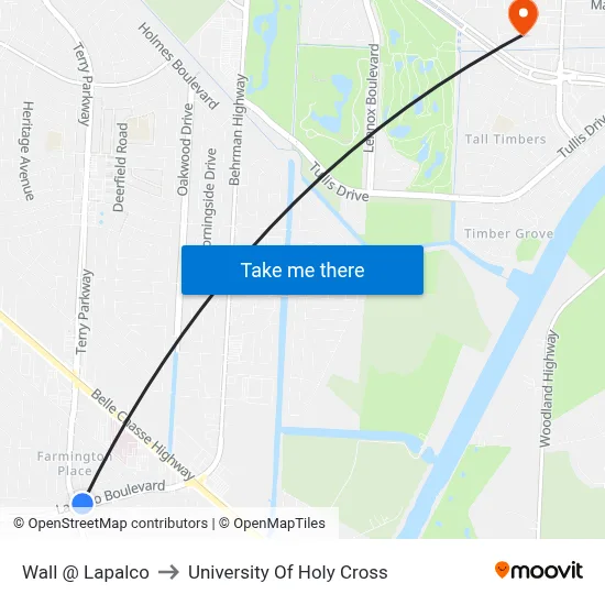 Wall @ Lapalco to University Of Holy Cross map