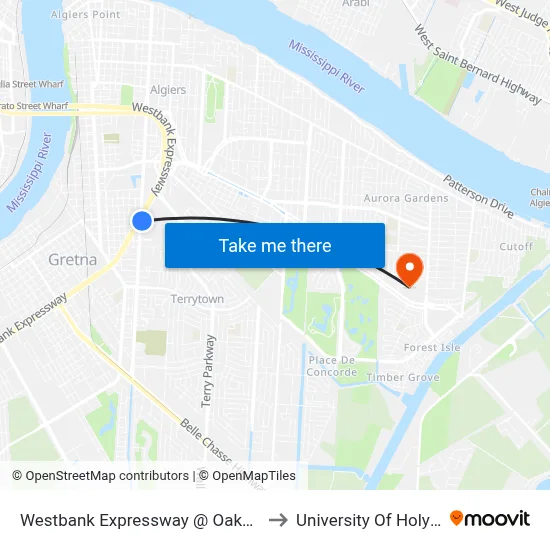 Westbank Expressway @ Oakwood Mall to University Of Holy Cross map