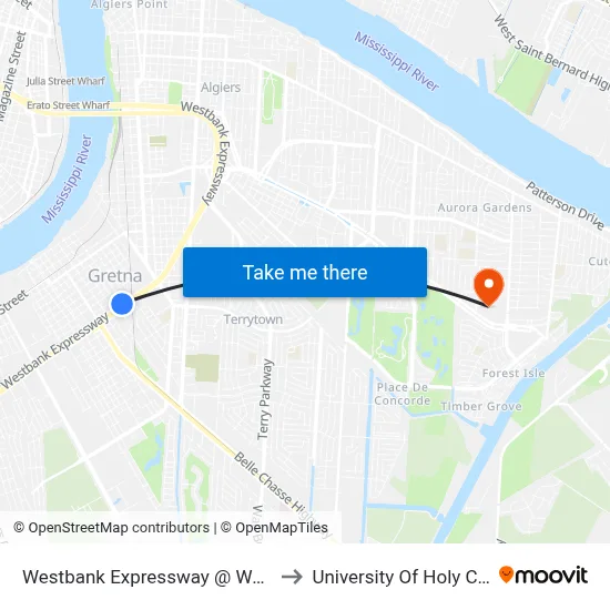 Westbank Expressway @ Walmart to University Of Holy Cross map
