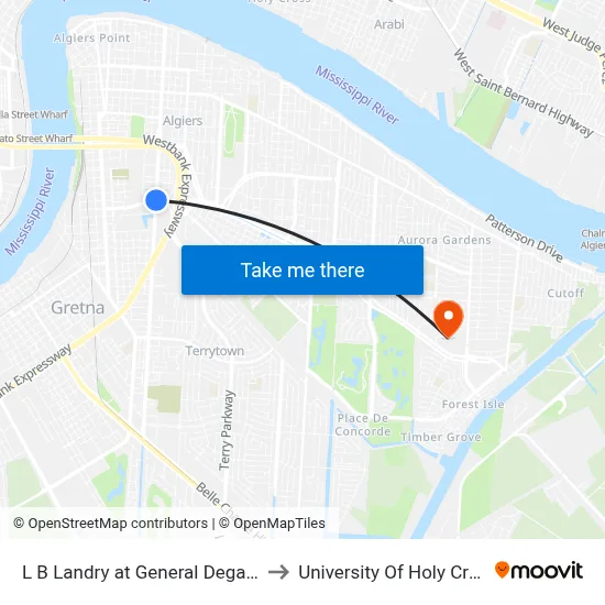 L B Landry at General Degaulle to University Of Holy Cross map