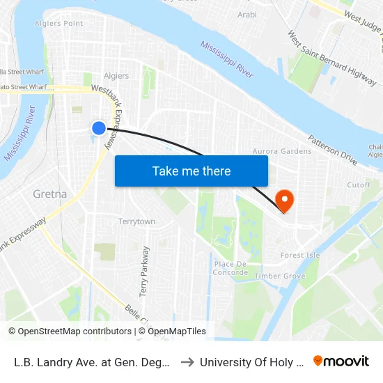 L.B. Landry Ave. at Gen. Degaulle Dr. to University Of Holy Cross map
