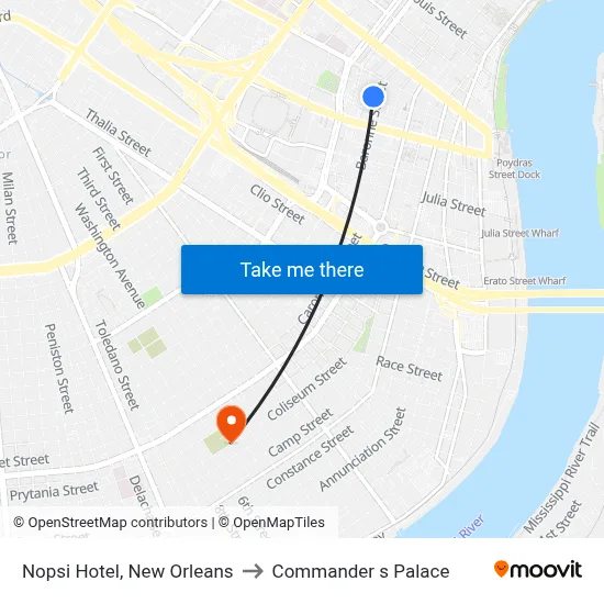 Nopsi Hotel, New Orleans to Commander s Palace map