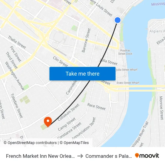 French Market Inn New Orleans to Commander s Palace map