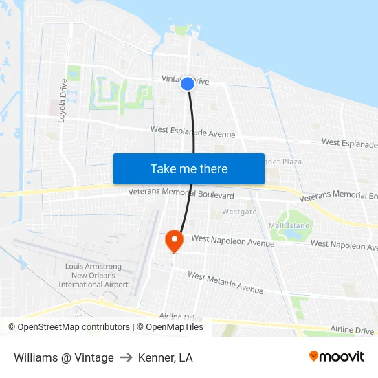 Williams @ Vintage to Kenner, LA map