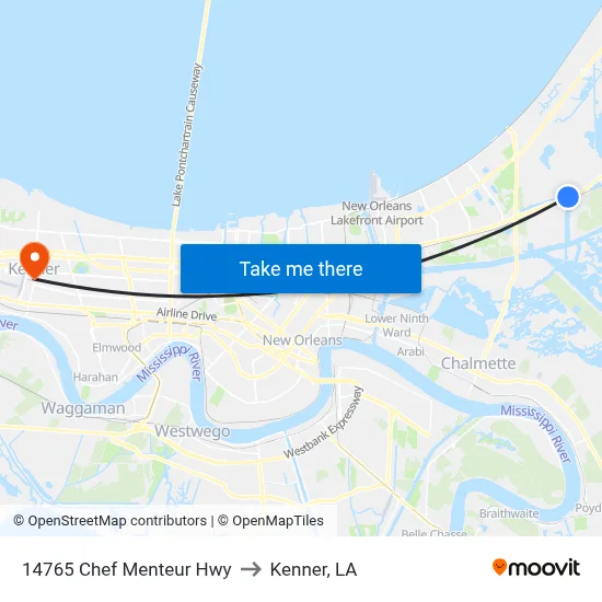 14765 Chef Menteur Hwy to Kenner, LA map