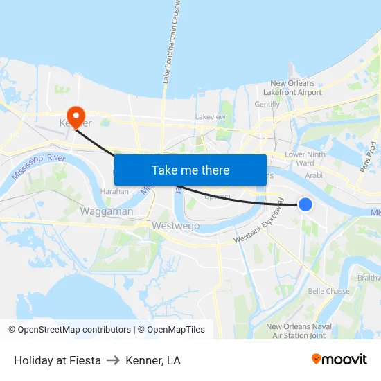 Holiday at Fiesta to Kenner, LA map
