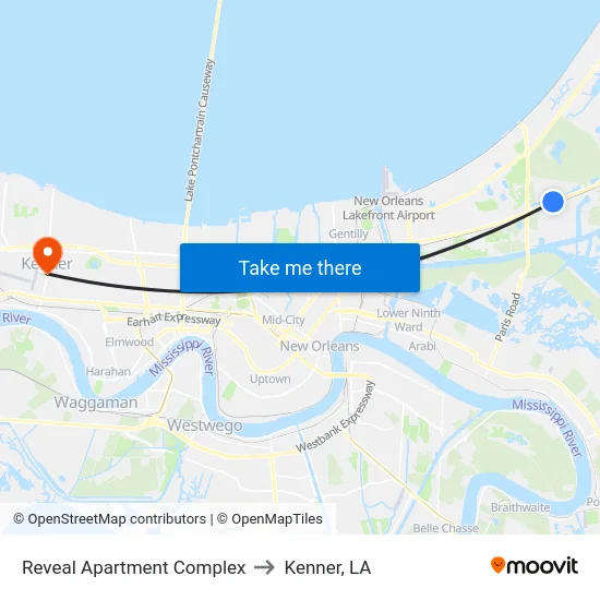 Reveal Apartment Complex to Kenner, LA map