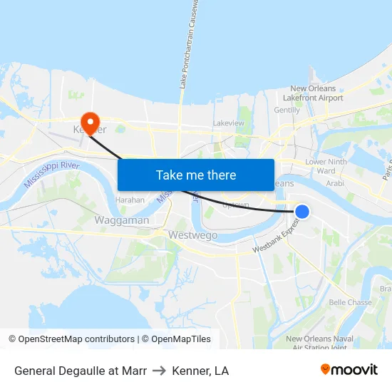 General Degaulle at Marr to Kenner, LA map