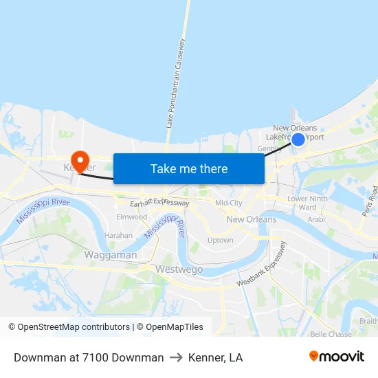 Downman at 7100 Downman to Kenner, LA map