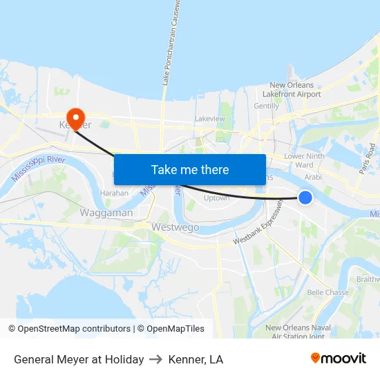 General Meyer at Holiday to Kenner, LA map