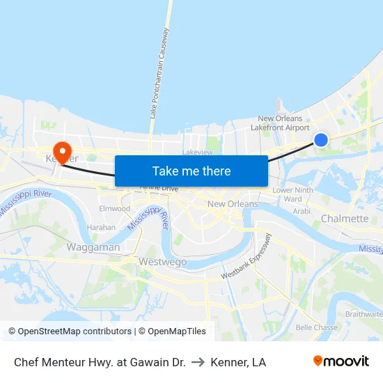 Chef Menteur Hwy. at Gawain Dr. to Kenner, LA map