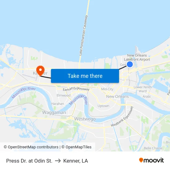 Press Dr. at Odin St. to Kenner, LA map