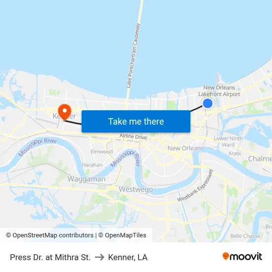 Press Dr. at Mithra St. to Kenner, LA map