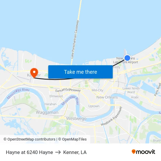 Hayne at 6240 Hayne to Kenner, LA map