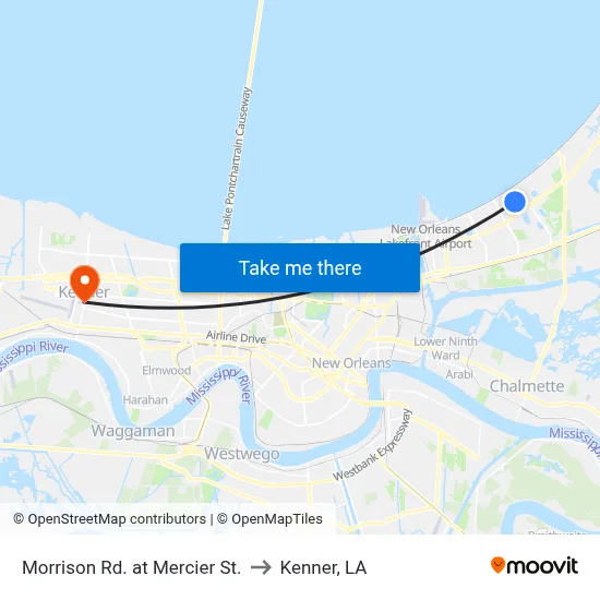 Morrison Rd. at Mercier St. to Kenner, LA map
