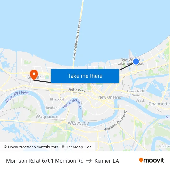 Morrison Rd at 6701 Morrison Rd to Kenner, LA map