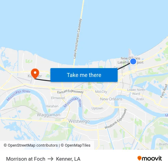 Morrison at Foch to Kenner, LA map